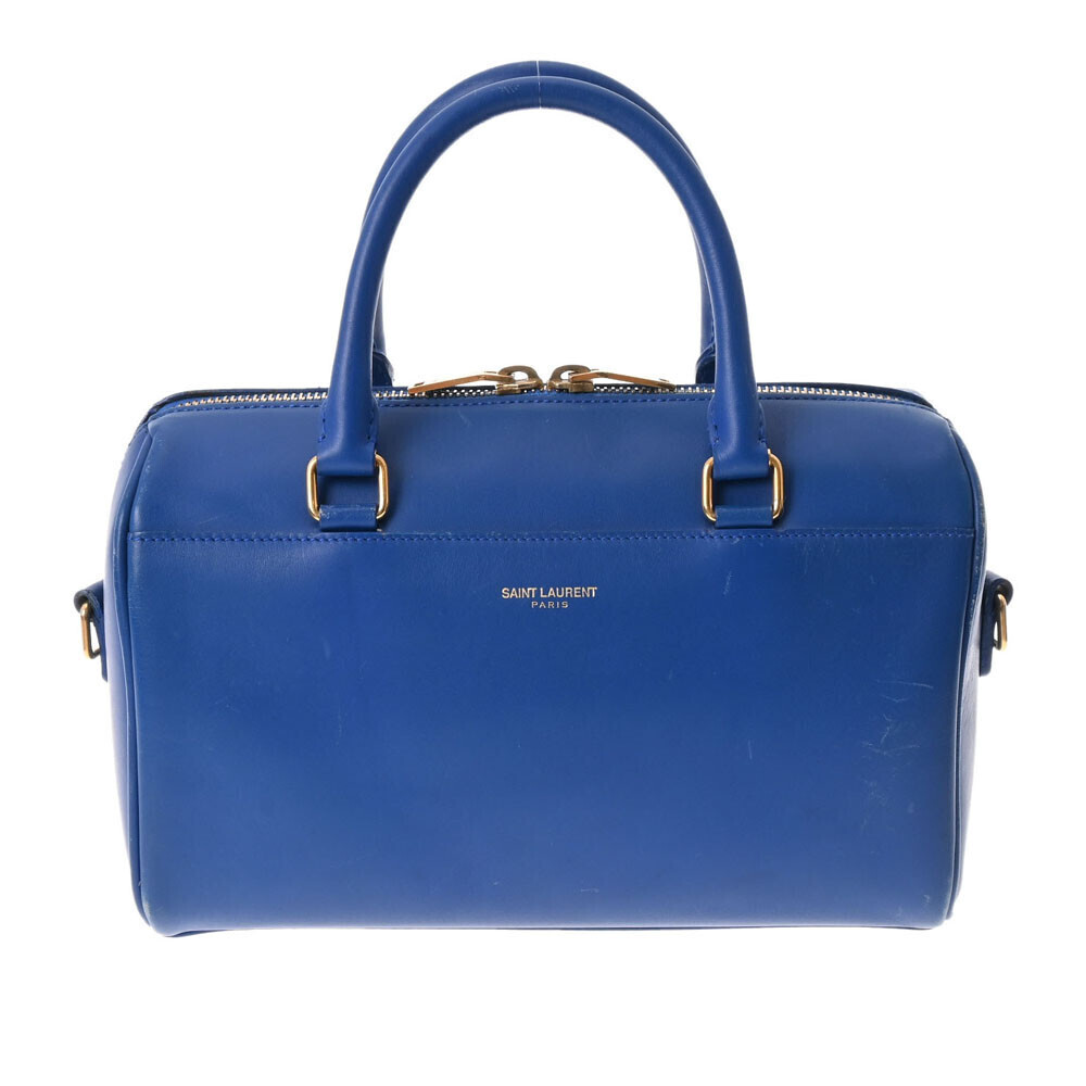 SAINT LAURENT Baby Duffle Bag Blue Leather Handbag